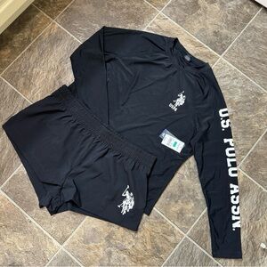 U.S. POLO ASSN. Long Sleeves Top And Short Black With USPA Logo Women XL